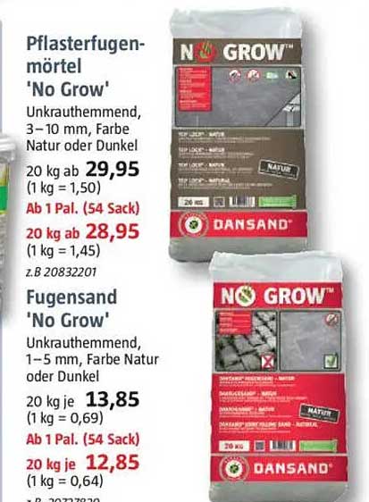 Pfasterfugenmörtel 'No Grow' und Fugensand 'No Grow'