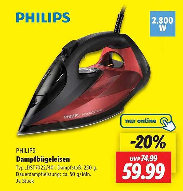 PHILIPS Dampf bügeleisen Typ DST7022/40
