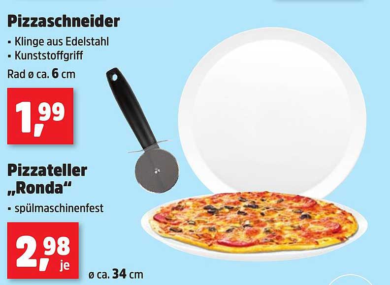 Pizzaschneider und Pizzateller "Ronda"