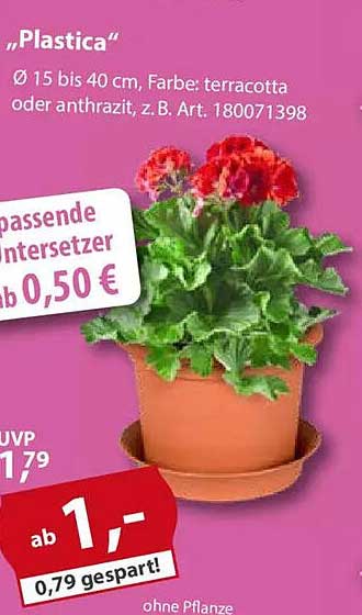 Plastica Blumentopf Ø 15 bis 40 cm, terracotta oder anthrazit