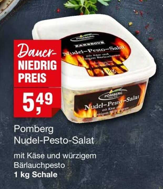 Pomberg Nudel-Pesto-Salat mit Käse und würzigem Bärlauchpesto 1 kg Schale