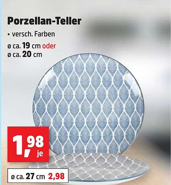 Porzellan-Teller in verschiedenen Farben und Größen