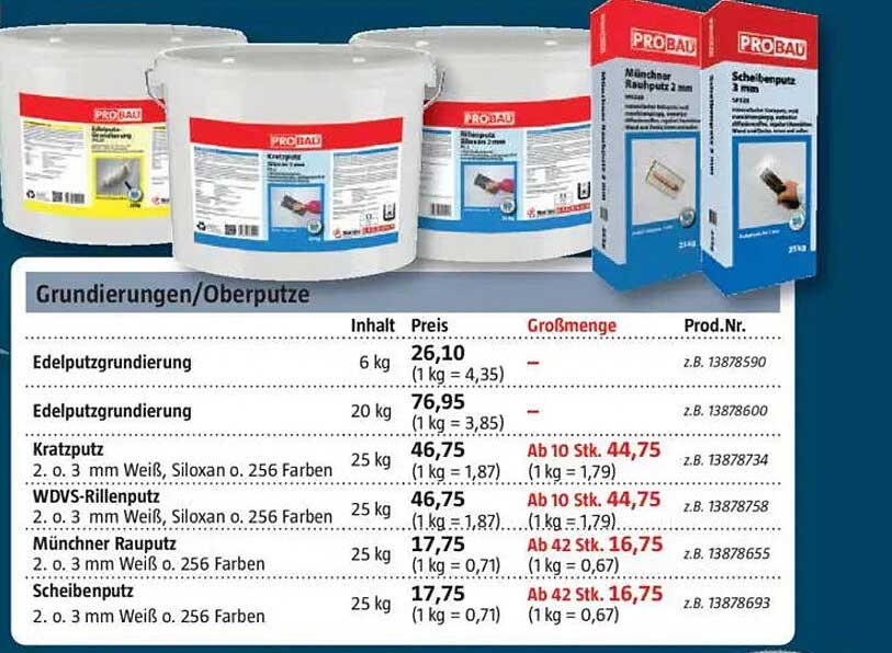 PROBAU Edelputzgrundierung und weitere Produkte