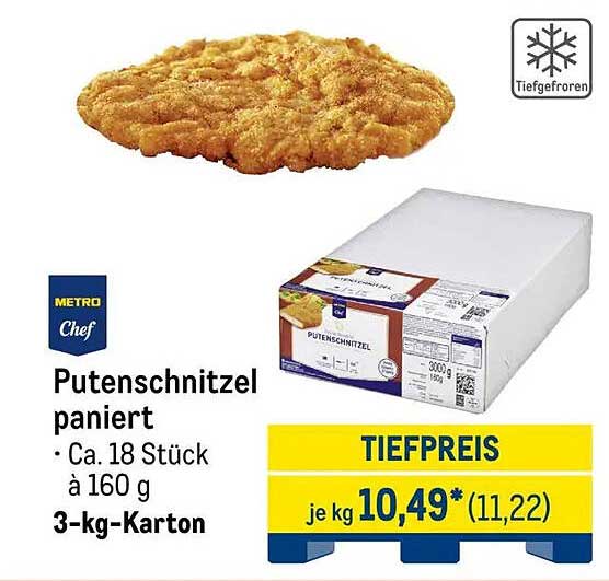 Putenschnitzel panierte, ca. 18 Stück à 160 g, 3-kg-Karton
