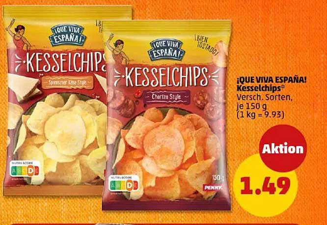 ¡QUE VIVA ESPAÑA! Kesselchips, Verschiedene Sorten, je 150 g