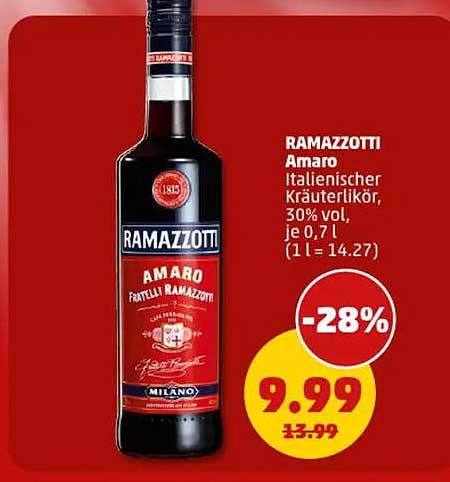 RAMAZZOTTI Amaro - Italienischer Kräuterlikör, 30% vol, 0,7 l