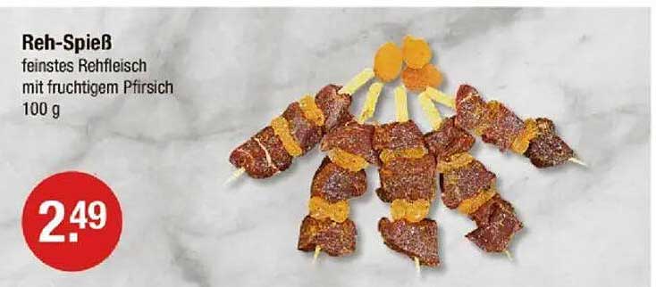 Reh-Spieß - feinste Rehfleisch mit fruchtigem Pfirsich 100 g