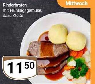 Rinderbraten mit Frühlingsgemüse, dazu Klöße