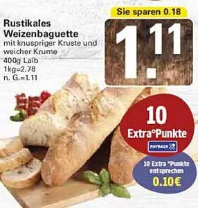 Rustikales Weizenbaguette mit knuspriger Kruste und weicher Krume