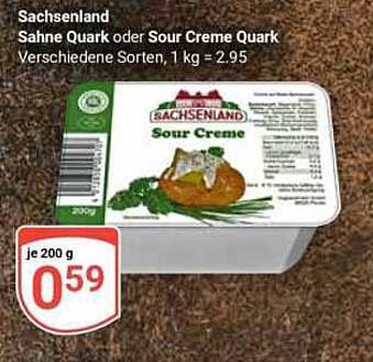 Sachsenland Sahne Quark oder Sour Creme Quark, 200 g für nur 0,59 €