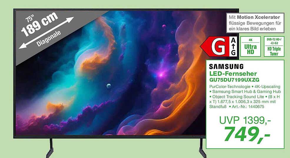 Samsung LED-Fernseher GU75DU7199UXZG