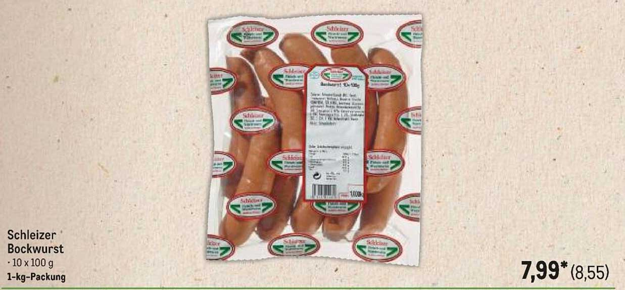 Schleizer Bockwurst - 1-kg-Packung (10 x 100 g)