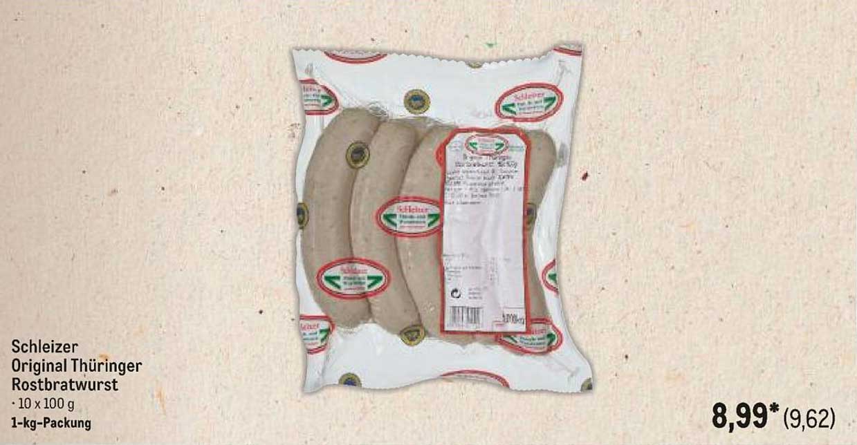 Schleizer Original Thüringer Rostbratwurst - 1-kg-Packung