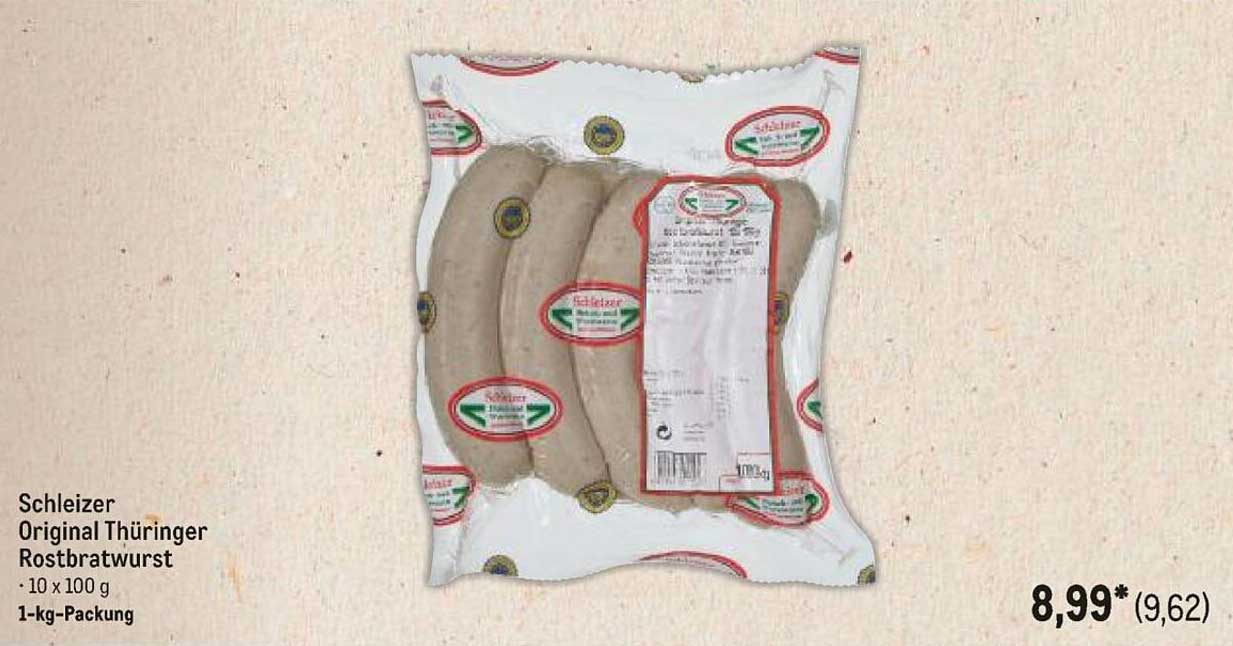 Schleizer Original Thüringer Rostbratwurst - 1-kg-Packung