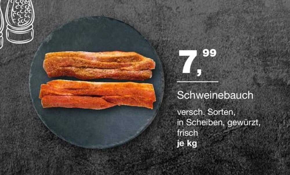 Schweinebauch - verschieden sortiert, in Scheiben gewürzt, frisch je kg