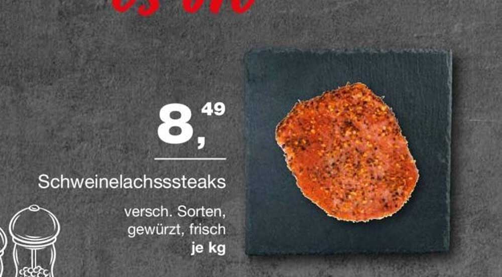 Schweinelachsssteaks, frisch und gewürzt, je kg