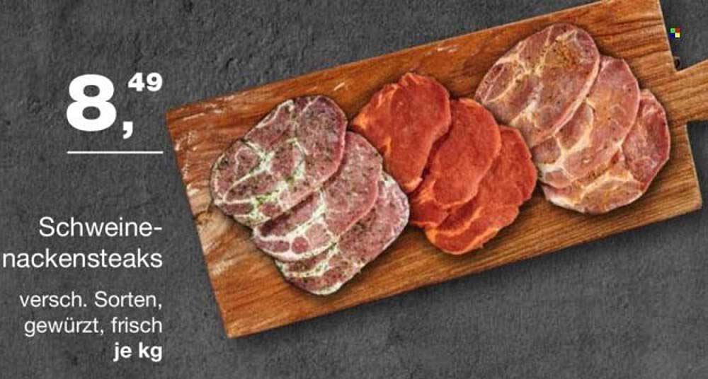 Schweinenackensteaks - Verschiedene Sorten, gewürzt, frisch je kg