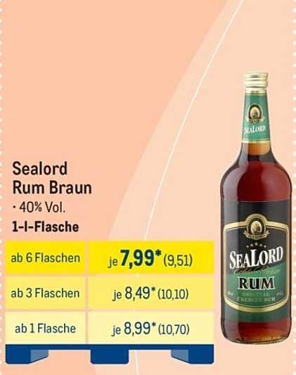 Sealord Rum Braun - 1 l Flasche - 40% Vol.