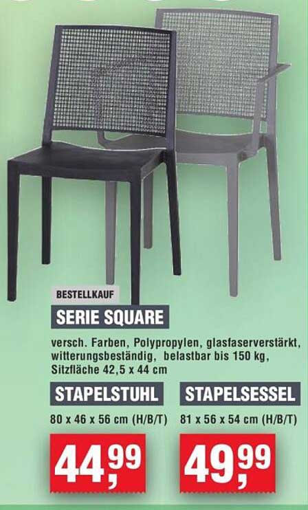 Serie Square Stapelstuhl und Stapelsessel