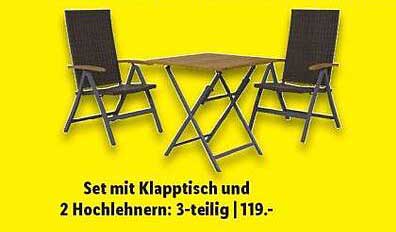 Set mit Klapptisch und 2 Hochlehnern: 3-teilig | 119.-