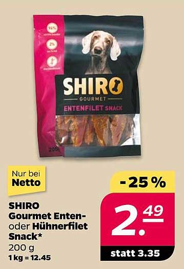 SHIRO Gourmet Enten- oder Hühnerfilet Snack 200 g