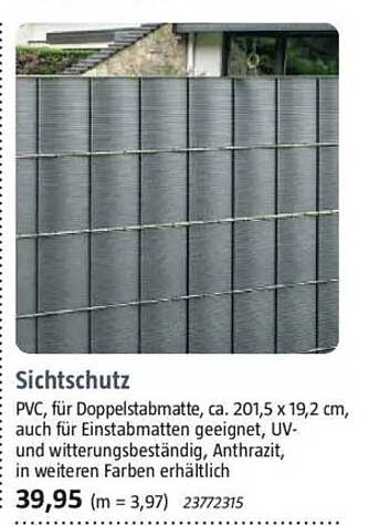 Sichtschutz für Doppelstabmatte, ca. 201,5 x 19,2 cm, Anthrazit