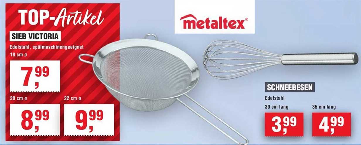 Sieb Victoria und Schneebesen von metaltex