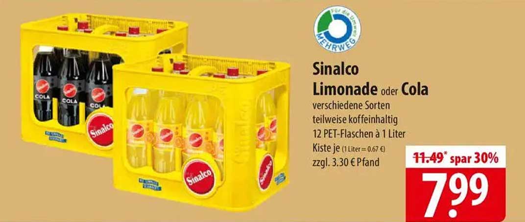 Sinalco Limonade oder Cola - 12 PET-Flaschen à 1 Liter