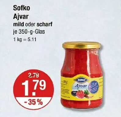 Sofko Ajvar mild oder scharf je 350-g-Glas