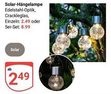 Solar-Hängelampe Edelstahl-Optik, Crackleglas, Einzelnen: 2,49 oder 5er-Set: 8,99