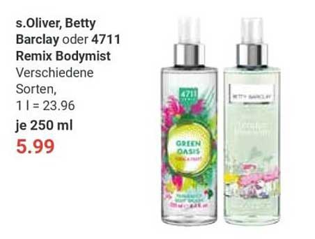 s.Oliver, Betty Barclay oder 4711 Remix Bodemist 250 ml