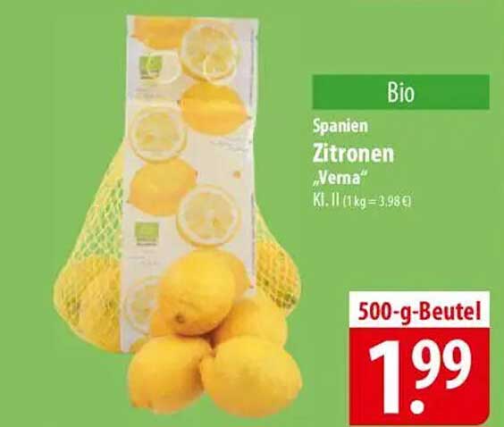 Spanien Zitronen „Verna“ Bio 500-g-Beutel