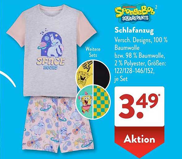 SpongeBob Schlafanzug in verschiedenen Designs