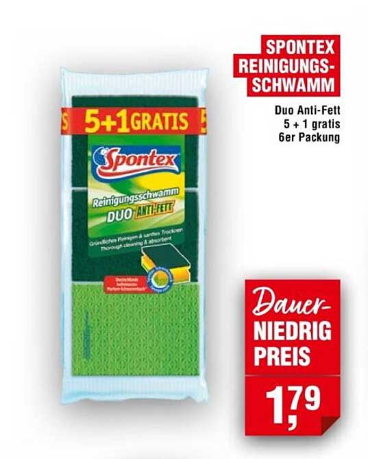 SPONTEX REINIGUNGSSCHWAMM Duo Anti-Fett 5 + 1 gratis 6er Packung