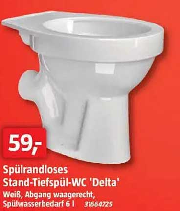 Spülrandloses Stand-Tiefspül-WC 'Delta'