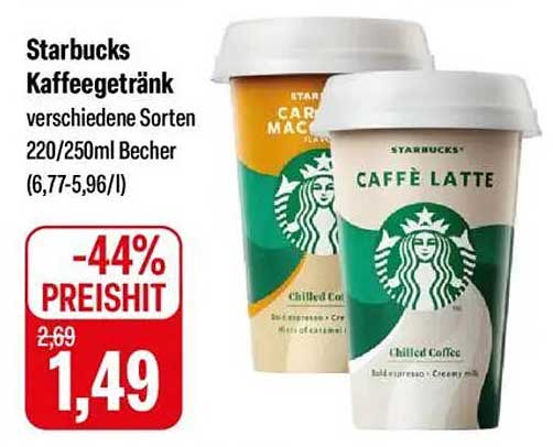 Starbucks Kaffeegetränk verschiedene Sorten 220/250ml Becher