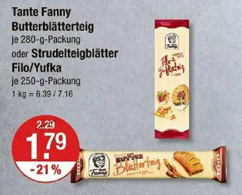 Tante Fanny Butterblätterteig oder Strudelteigblätter Filo/Yufka