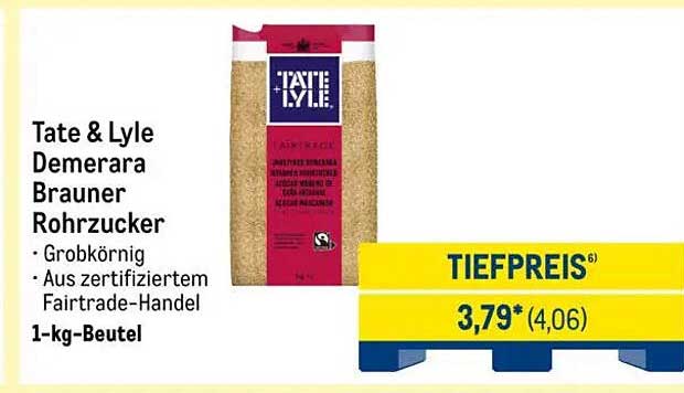 Tate & Lyle Demerara Brauner Rohrzucker – 1-kg-Beutel