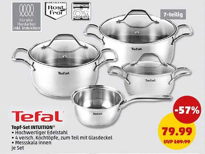 Tefal Topf-Set INTUITION* 7-teilig für nur 79,99 €