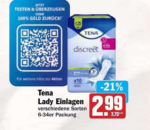 Tena Lady Einlagen verschiedene Sorten 6-34er Packung