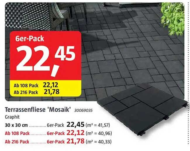 Terrassenfliese 'Mosaik' Graphit 6er-Pack