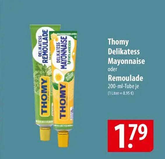 Thomy Delikatess Mayonnaise oder Remoulade 200-ml-Tube je