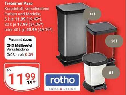 Treteimer Paso von Rotho – Kunststoffeimer in verschiedenen Farben und Modellen