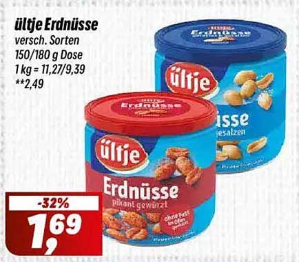 ülte Erdnüsse - Verschiedene Sorten 150/180 g Dose