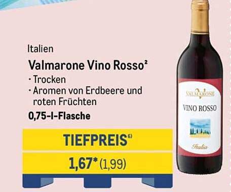 Valmarone Vino Rosso - Trockener Rotwein mit fruchtigen Aromen