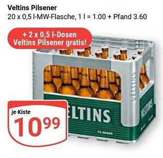 Veltins Pilsener - 20 x 0,5 l MW-Flasche mit Gratis-Dosen