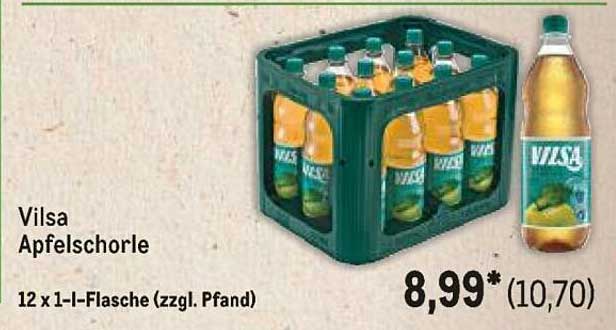 Vilsa Apfelschorle 12 x 1-L-Flasche (zzgl. Pfand)