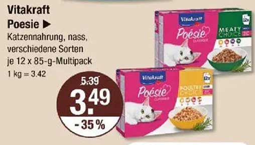 Vitakraft Poesie Katzennahrung, nass, verschiedene Sorten je 12 x 85-g-Multipack
