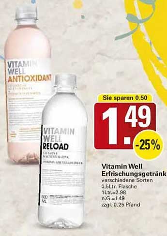 Vitamin Well Erfrischungsgetränk - verschiedene Sorten