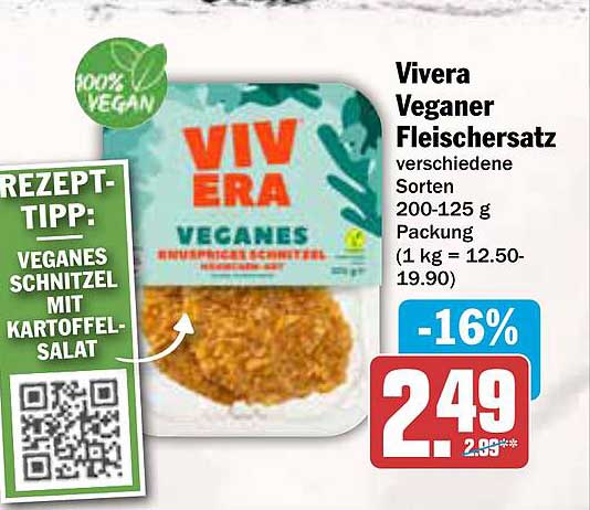 Vivera Veganer Fleischersatz verschiedene Sorten 200-125 g Packung